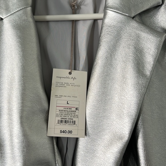 Silver metallic oversize blazer A New Day Size L NWT business casual holiday. - Picture 4 of 10